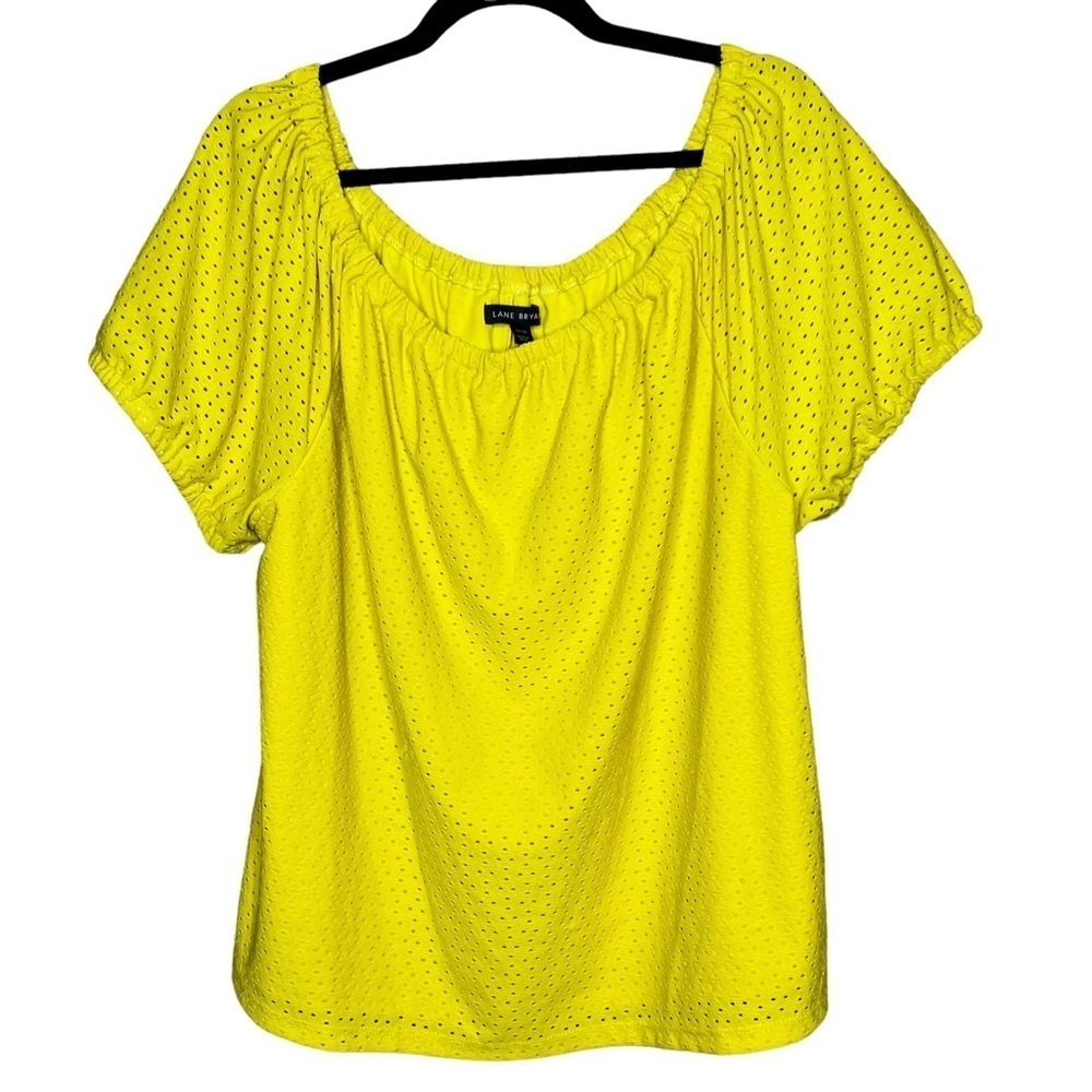 Lane Bryant Perforated Yellow On or Off Shoulder Top Womens Plus Size 18 20